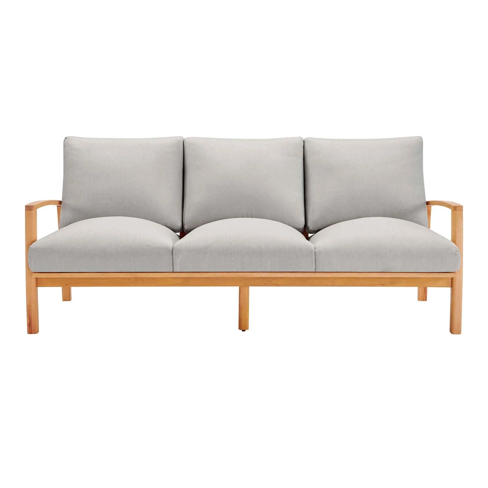 Orlean Outdoor Patio Eucalyptus Wood Sofa Natural Light Gray
