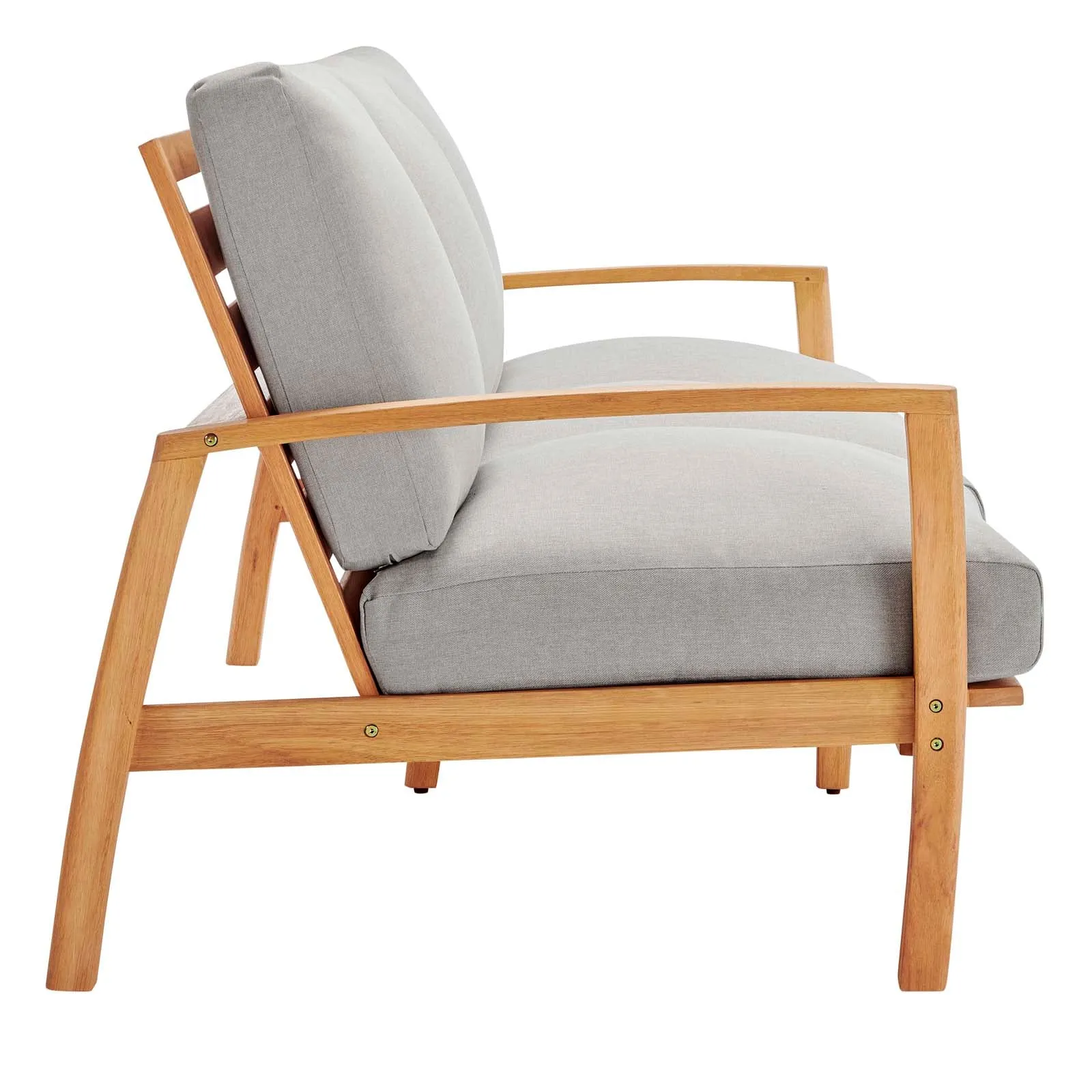 Orlean Outdoor Patio Eucalyptus Wood Sofa Natural Light Gray