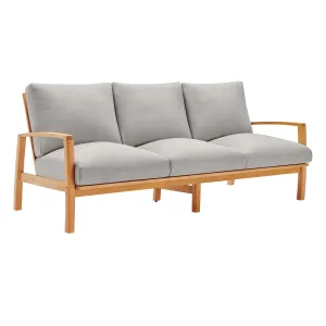 Orlean Outdoor Patio Eucalyptus Wood Sofa Natural Light Gray
