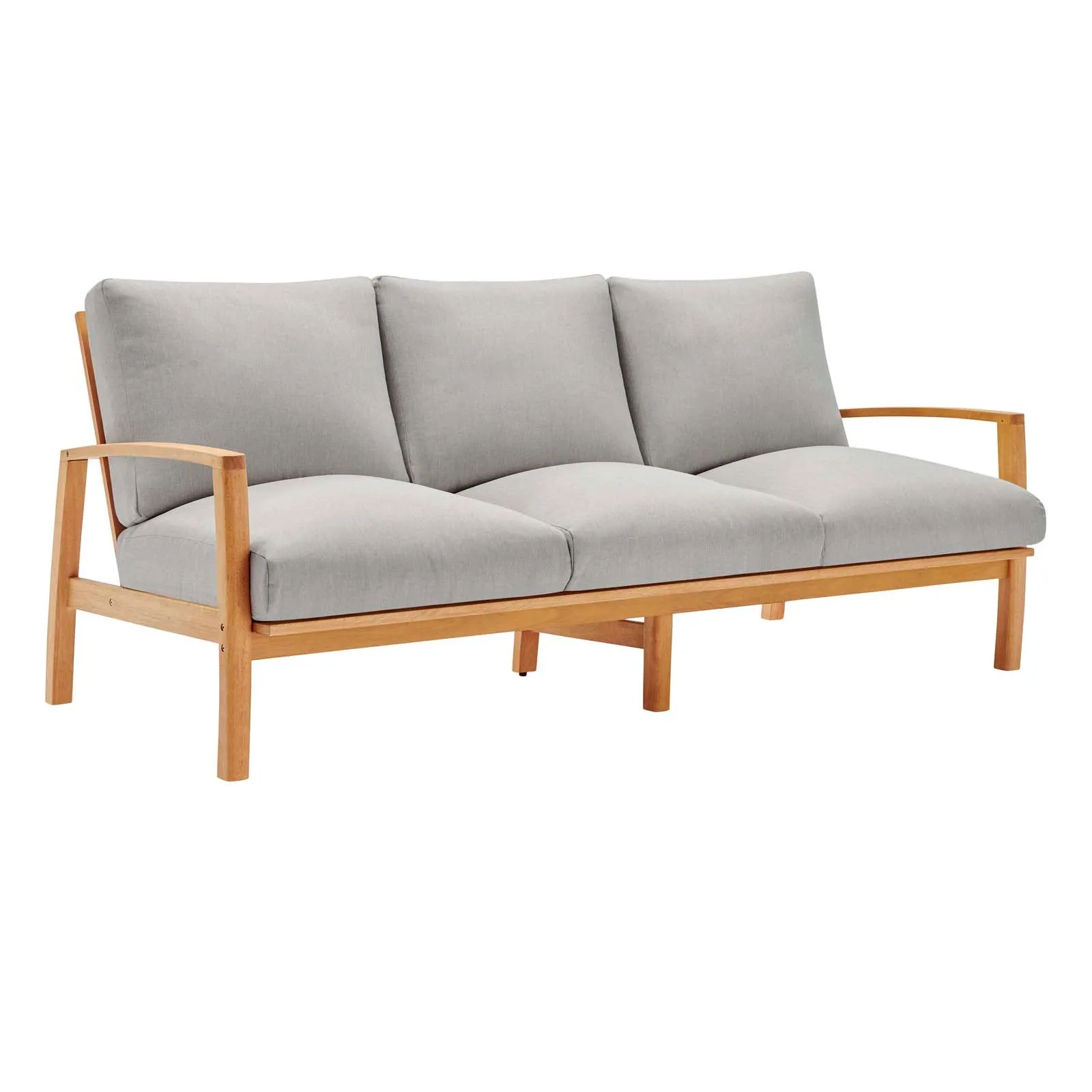 Orlean Outdoor Patio Eucalyptus Wood Sofa Natural Light Gray