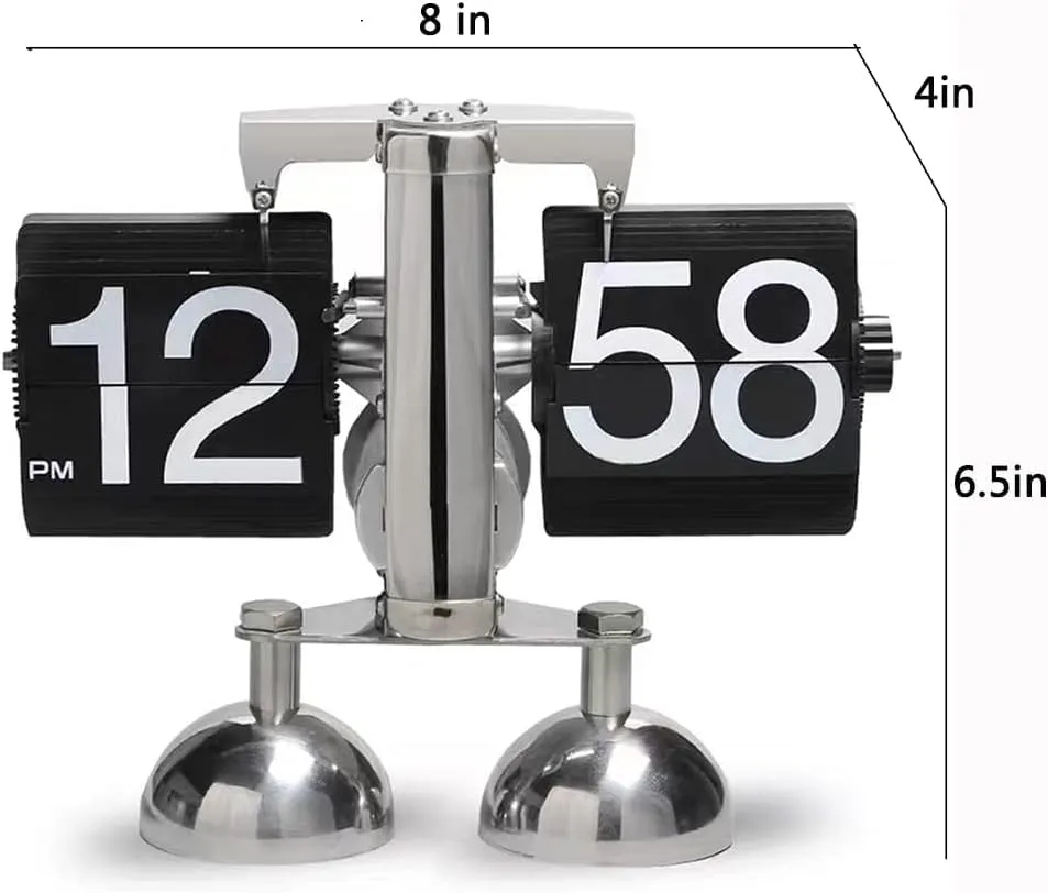 Ostin Flipping Out Text Wall and Tabletop Flip Clock, Black and White, Battery Operated Digital Display, Vintage Modern Auto Flip Style Scale Design Single Stand Metal Desk Clock