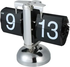 overa Flip Desk Clock, Retro Vintage Design Auto Flip Clock Desk Clock Table Clock Large Number Battery Powered Internal Gear Operated Home Decor Ideal for Home Office School Hotel Cafe