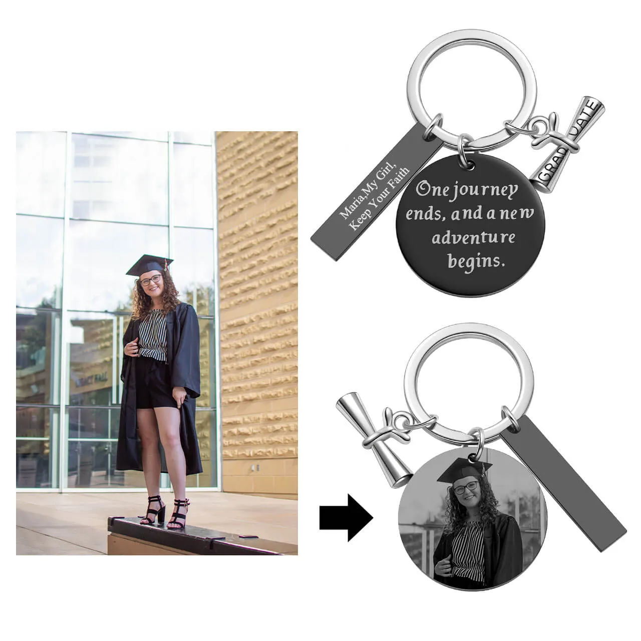Personalized Photo Message Tag Keychain | Jovivi
