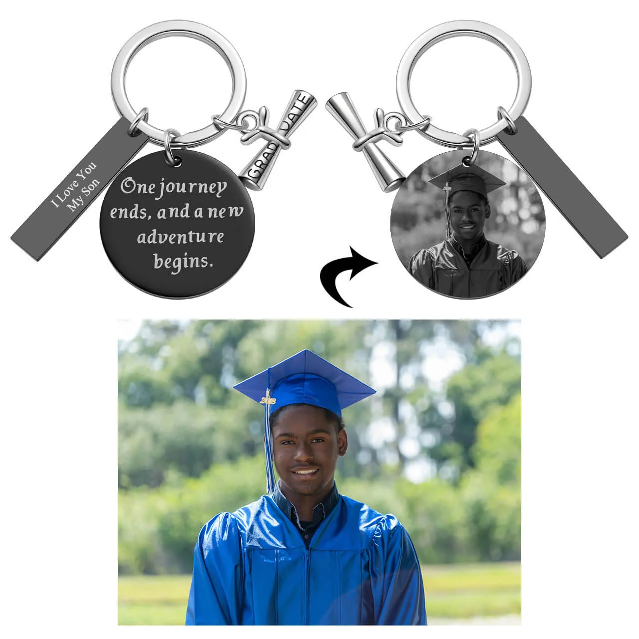 Personalized Photo Message Tag Keychain | Jovivi