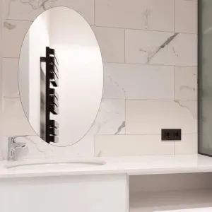 POPLEY Oval Shape Adhesive Mirror Sticker for Wall On Tiles Bathroom Bedroom Living Room Basin Mirror Bathroom Wall Mirror Stickers Unbreakable Plastic Mirror for Wall 30 * 20 (Pack of 1),Silver