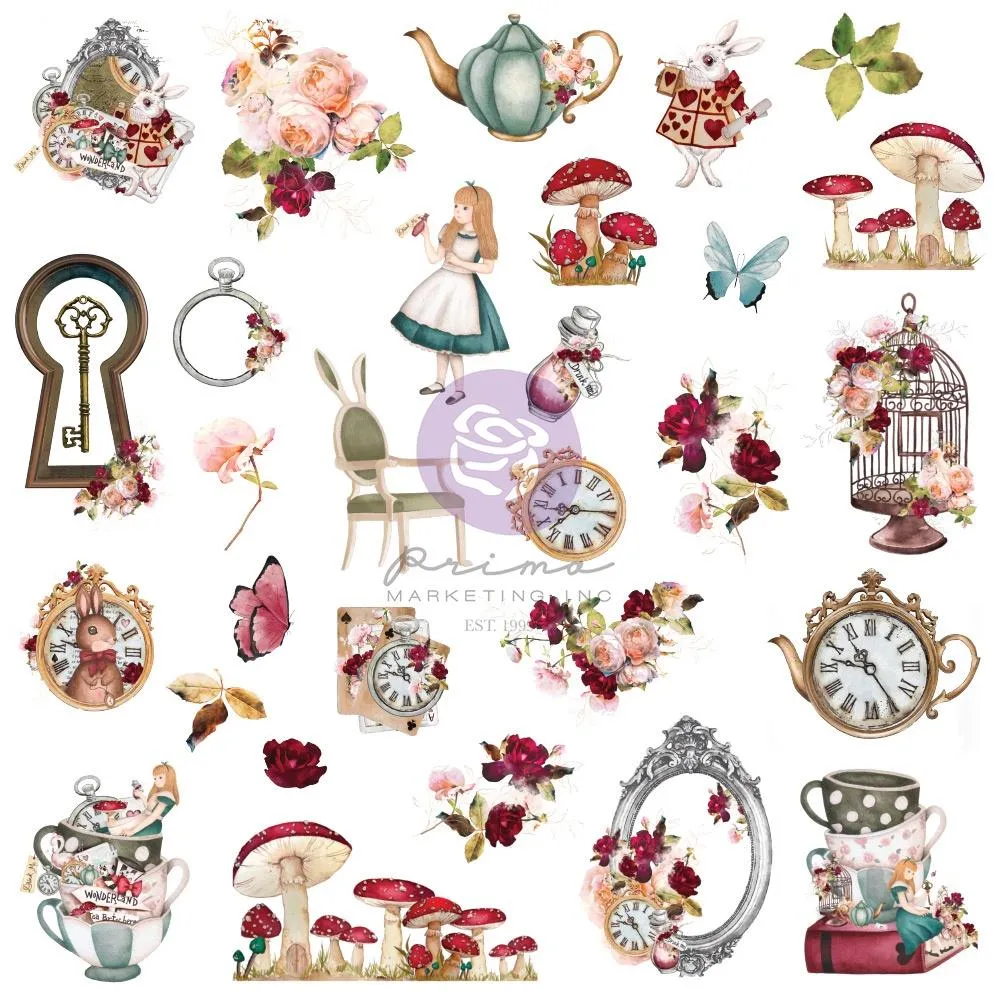 Prima Marketing Lost In Wonderland Cardstock Ephemera 58/Pkg
