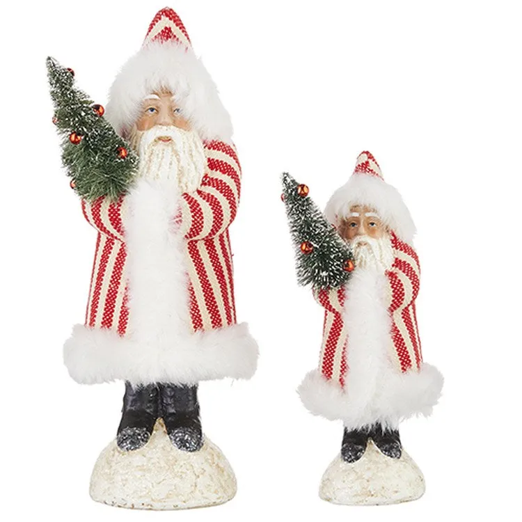 Raz Imports 2022 Countryside Christmas 12" Ticking Stripe Santa, Set of 2