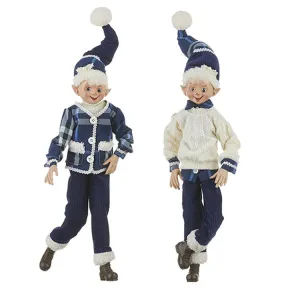 Raz Imports 2022 Cozy Christmas 16" Cozy Knit Posable Elf, Asst Of 2