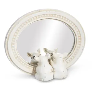 Raz Imports 2024 The Carrot Patch 8.75" Pigs With Glasses Mirrored Decor