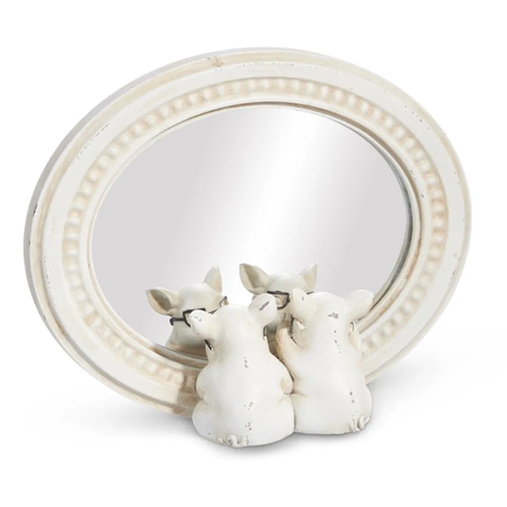 Raz Imports 2024 The Carrot Patch 8.75" Pigs With Glasses Mirrored Decor