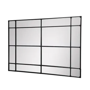 Rectangle 16 Pane Mirror Iron Frame | BLACK