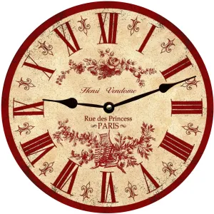 Red French Toile Clock