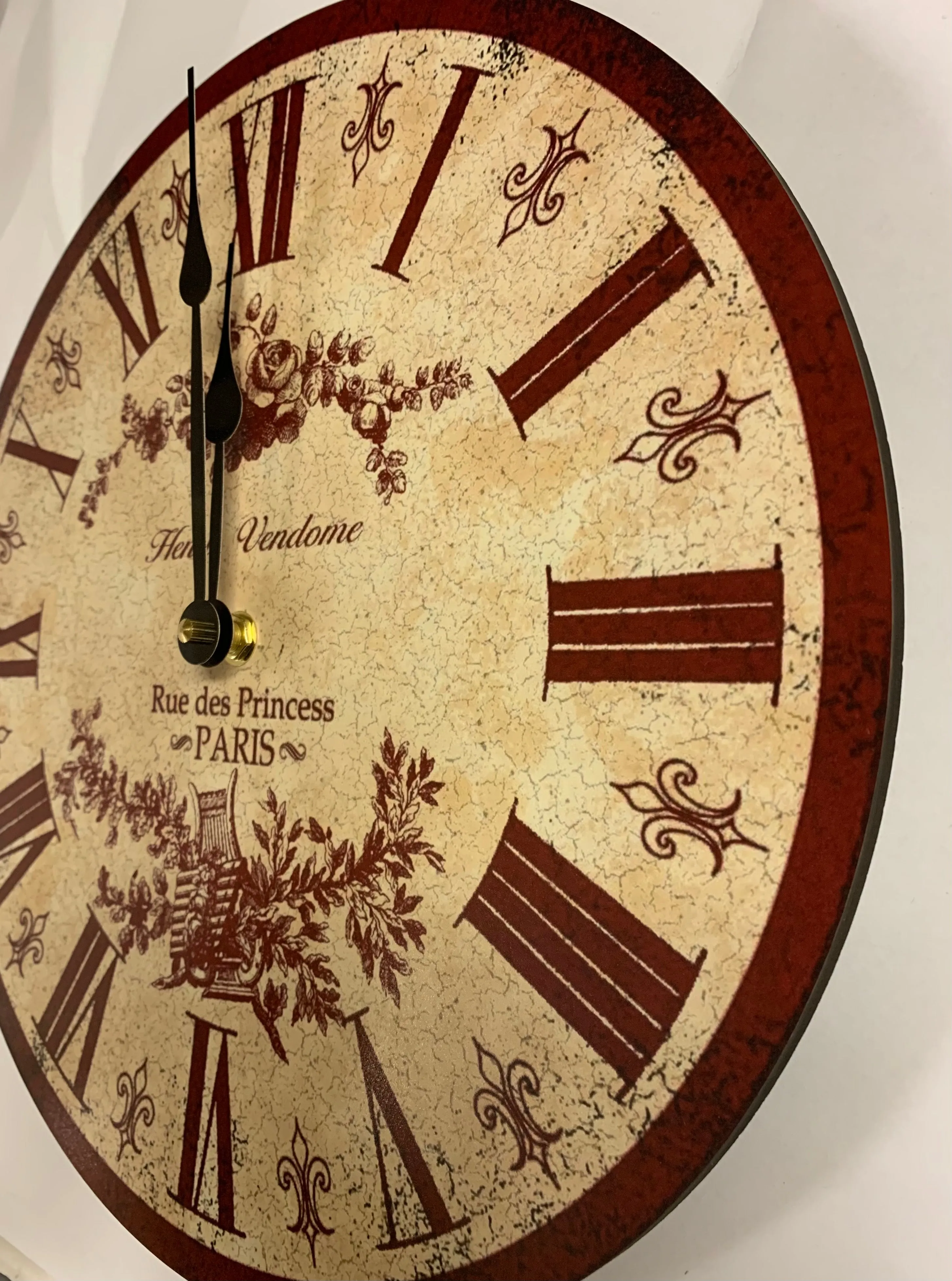 Red French Toile Clock