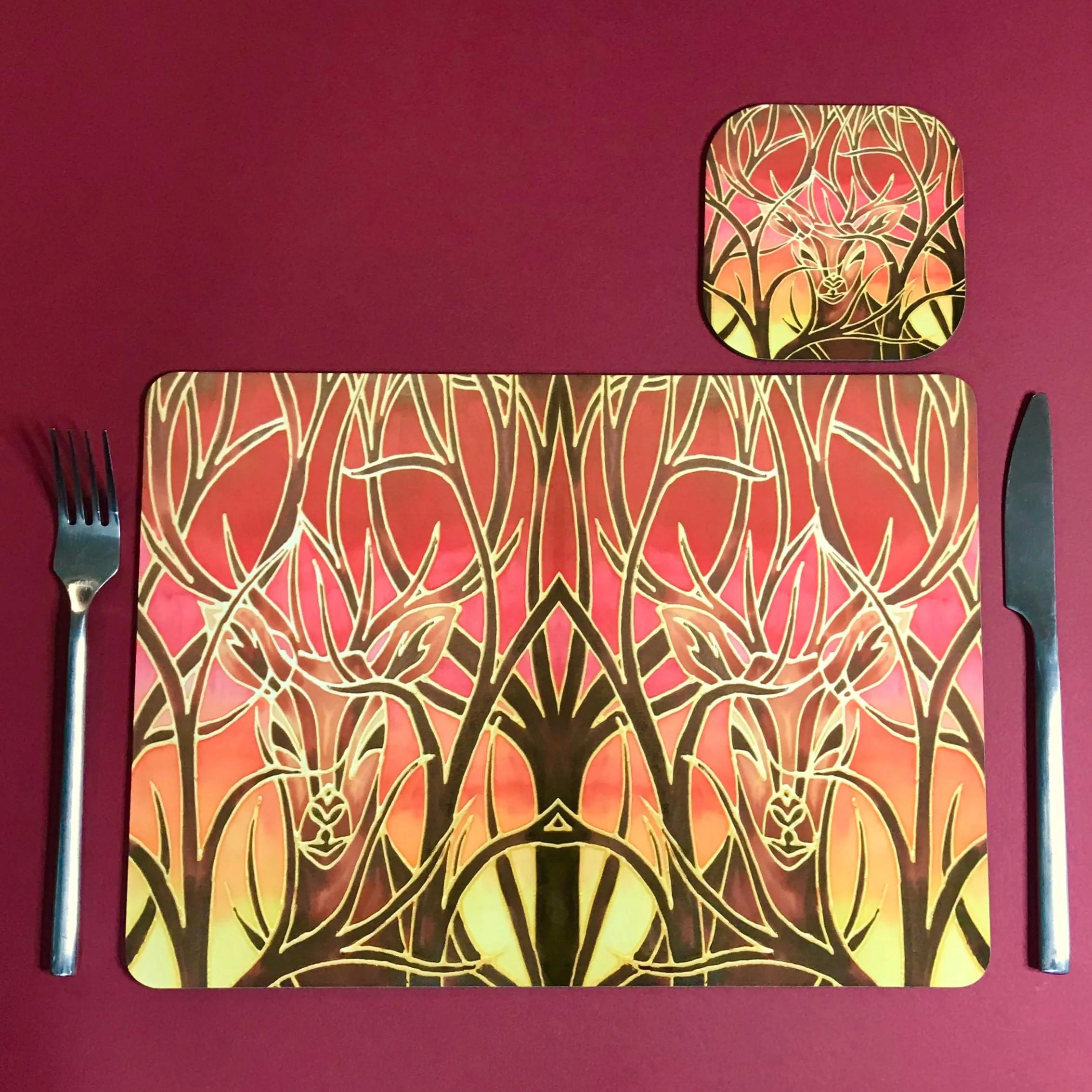 Red Stags Rectangular Table Mats & Coasters - Wildlife Table Mats