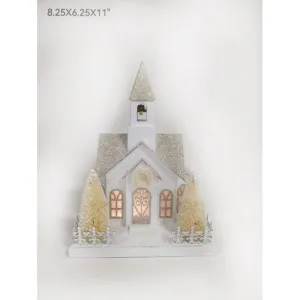 Regency International 11" LED Battery Timer Cardboard Vintage Snowy House