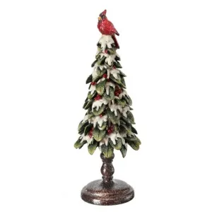 Regency International 15" Resin Frost Cardinal on Snow Berry Tree
