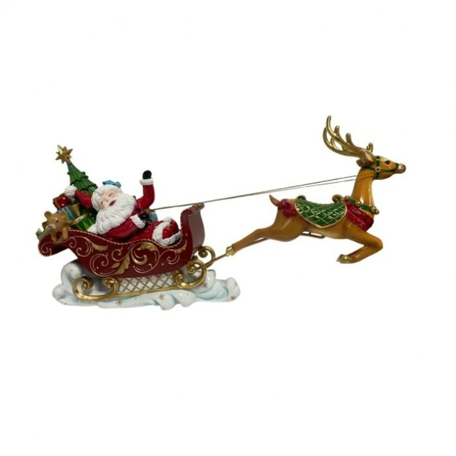 Regency International 16" Resin Santa with Flying Deer