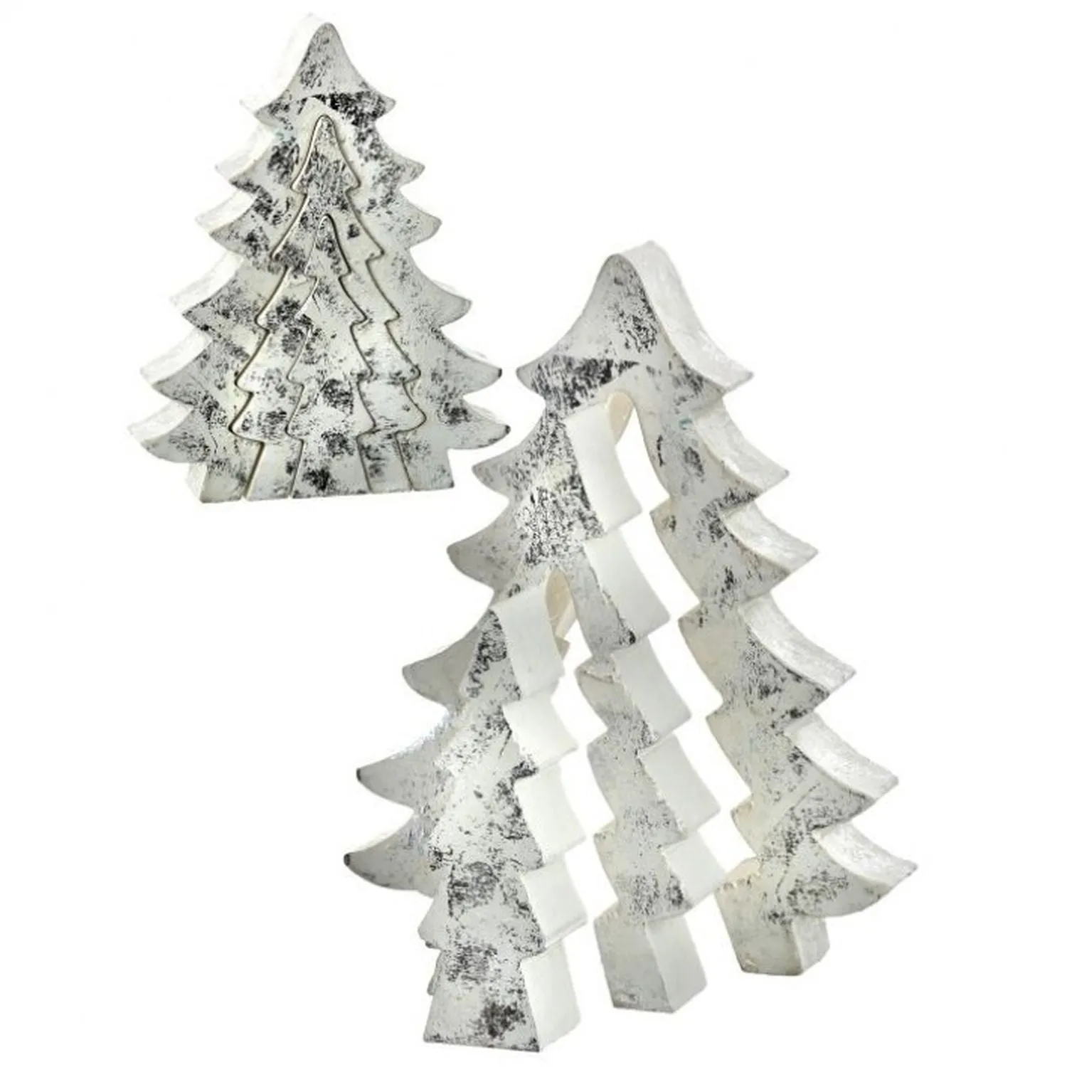 Regency International 5-8" Washed Silver Leaf Puzzle Tree Set