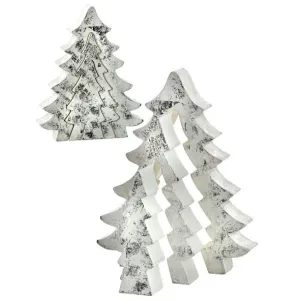Regency International 5-8" Washed Silver Leaf Puzzle Tree Set