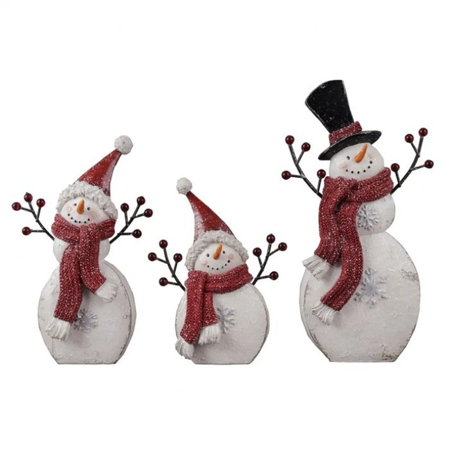 Regency International 6-12" Resin Snowman Family with Berry, Set of 3