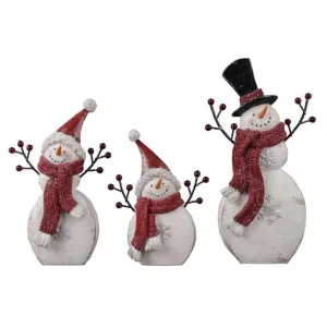 Regency International 6-12" Resin Snowman Family with Berry, Set of 3
