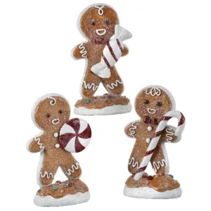 Regency International 7.5" Resin Candy Gingerbread Men, Set Of 3, Assortment