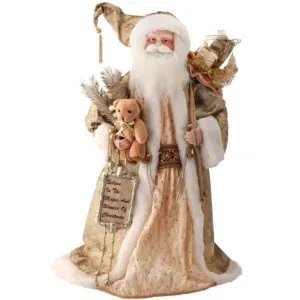 Regency International Fabric/Resin Ivory/Gold Cone Santa