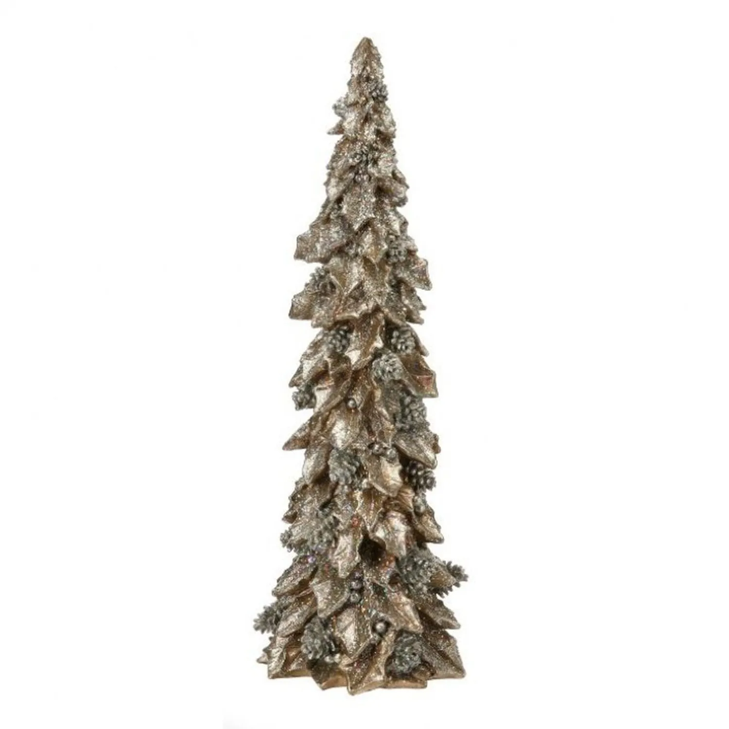 Regency International Glitter Resin Holly Leaf With Berries & Cones Tree