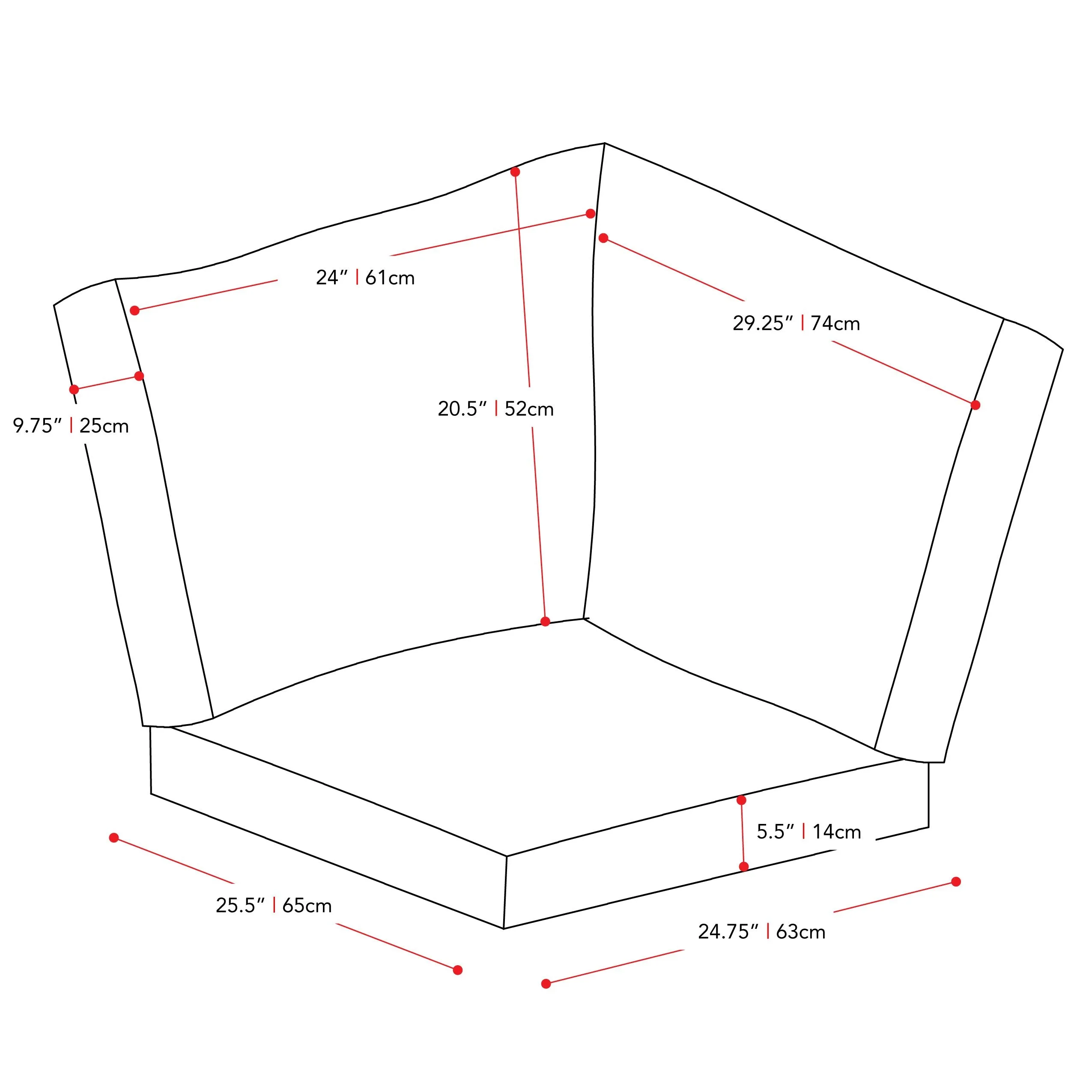 Replacement Back & Seat Square Corner Sectional Cushions 3pc