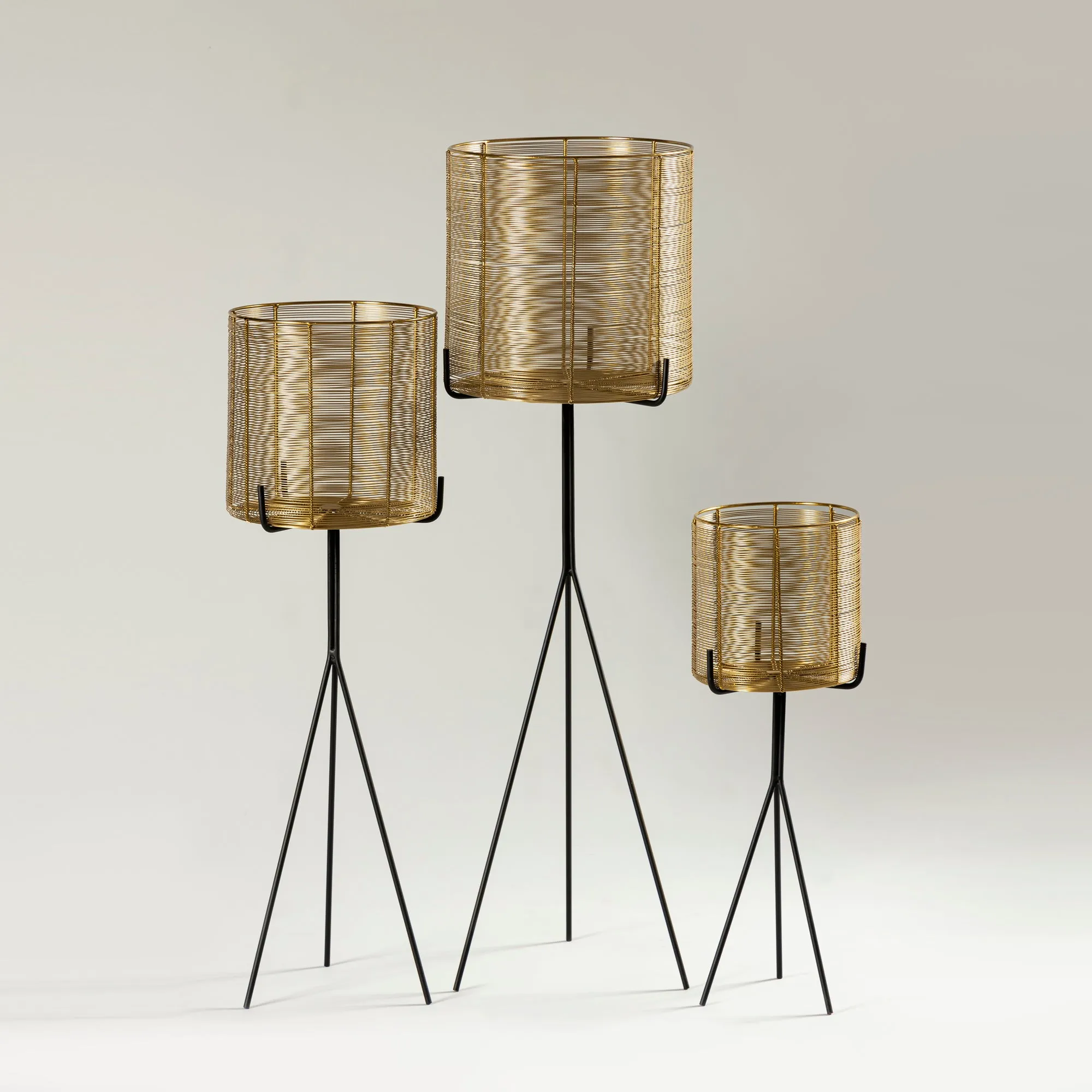 S/3 Golden Standing Planters