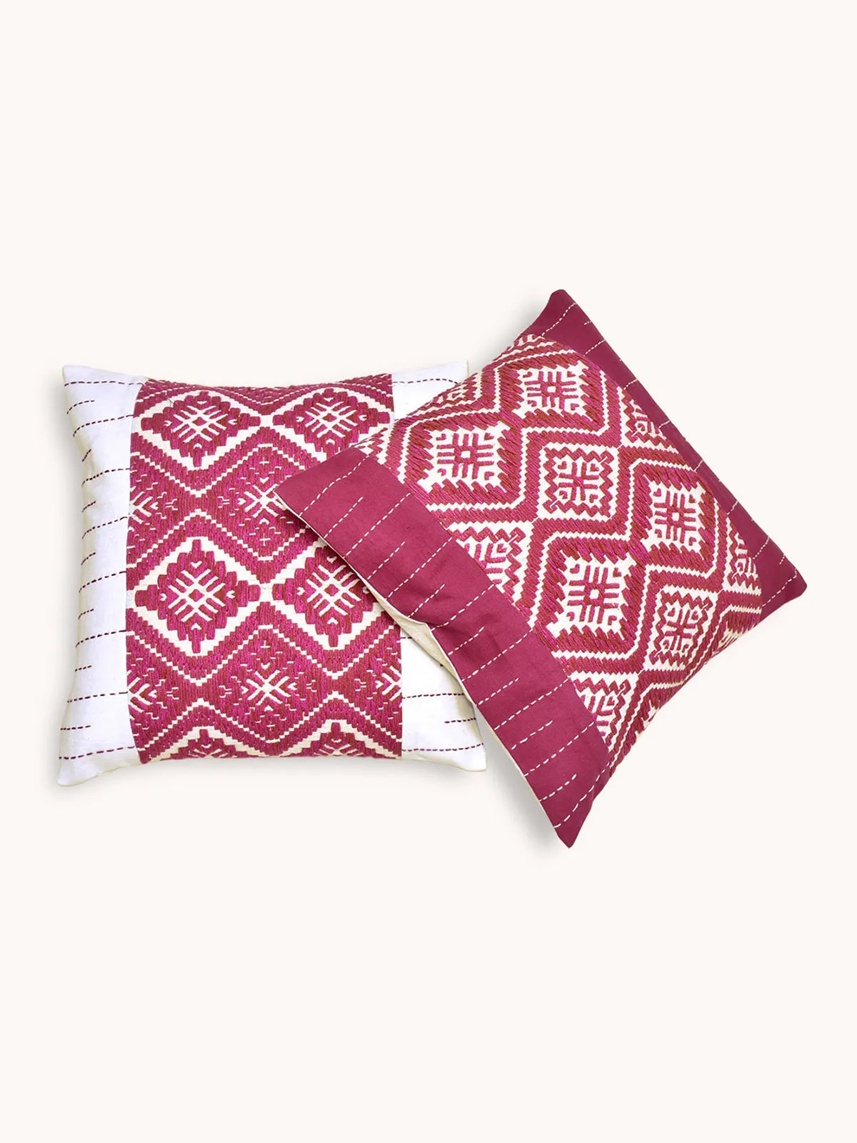Saqaafat Handwoven Cushions Set Of 2 Pcs White