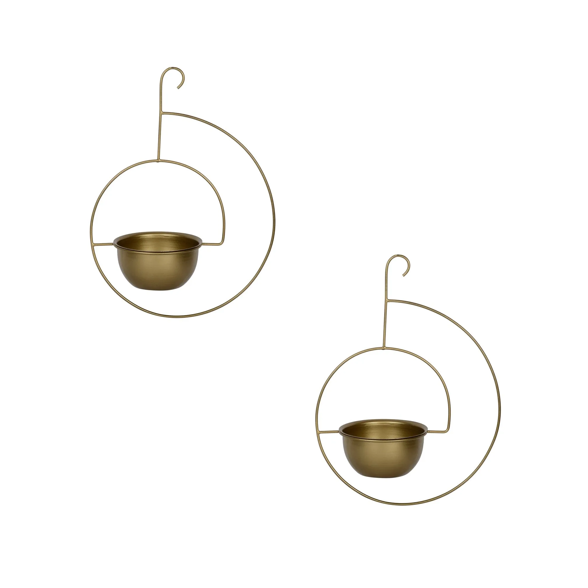 Set of 2 Metal Hanging Planters in Gold Finish - Choose Combo