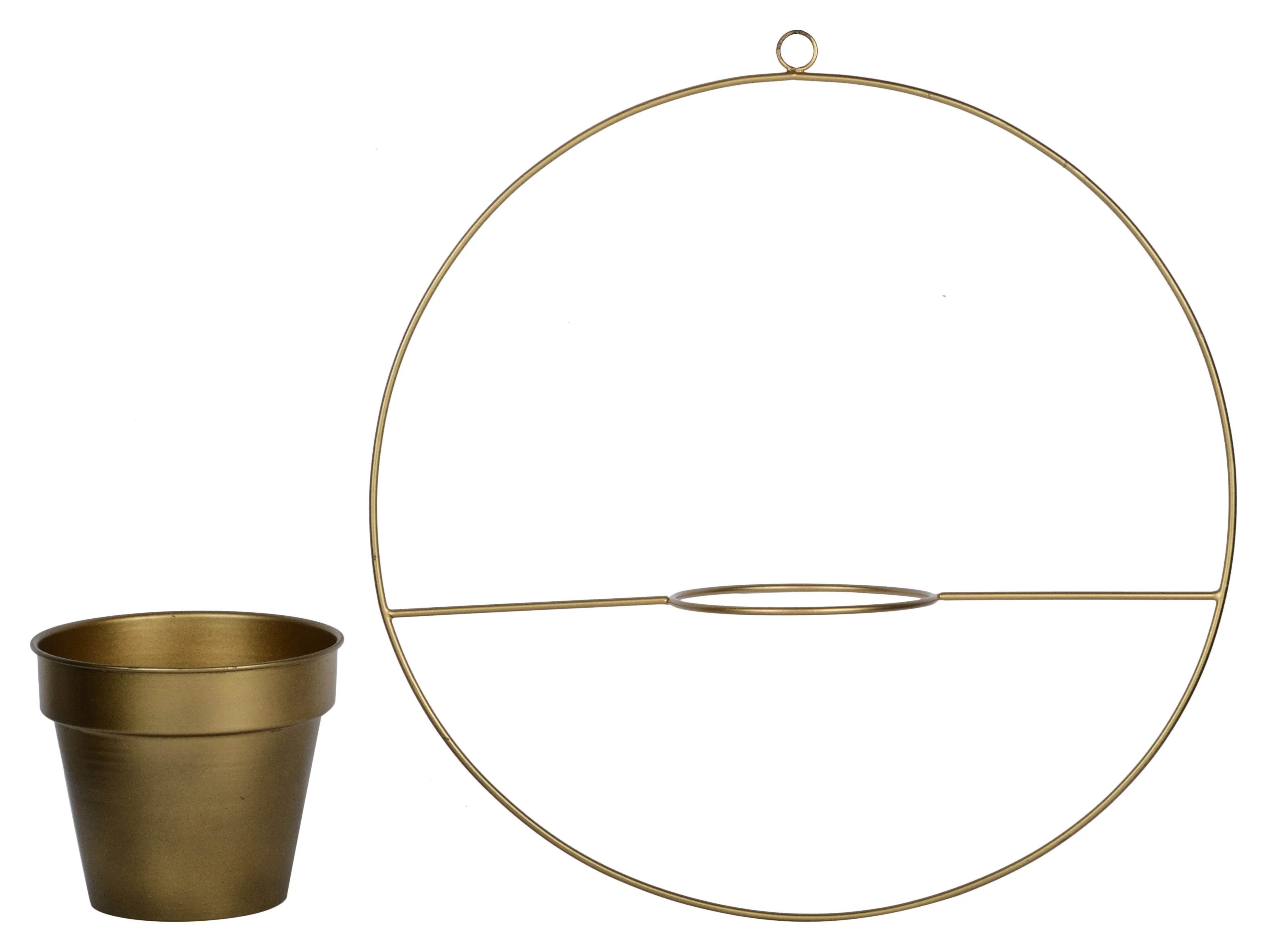 Set of 2 Metal Hanging Planters in Gold Finish - Choose Combo