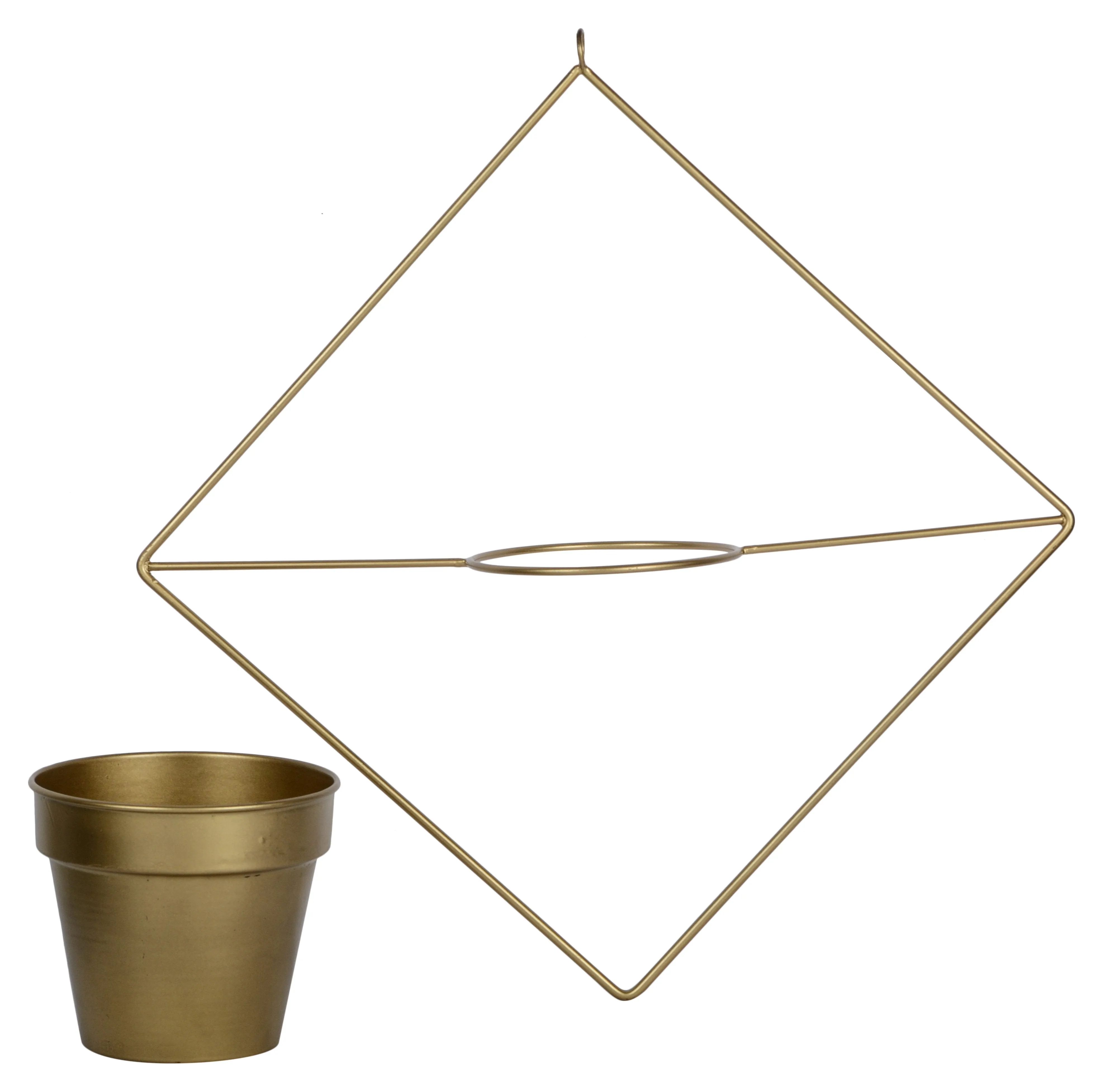 Set of 2 Metal Hanging Planters in Gold Finish - Choose Combo
