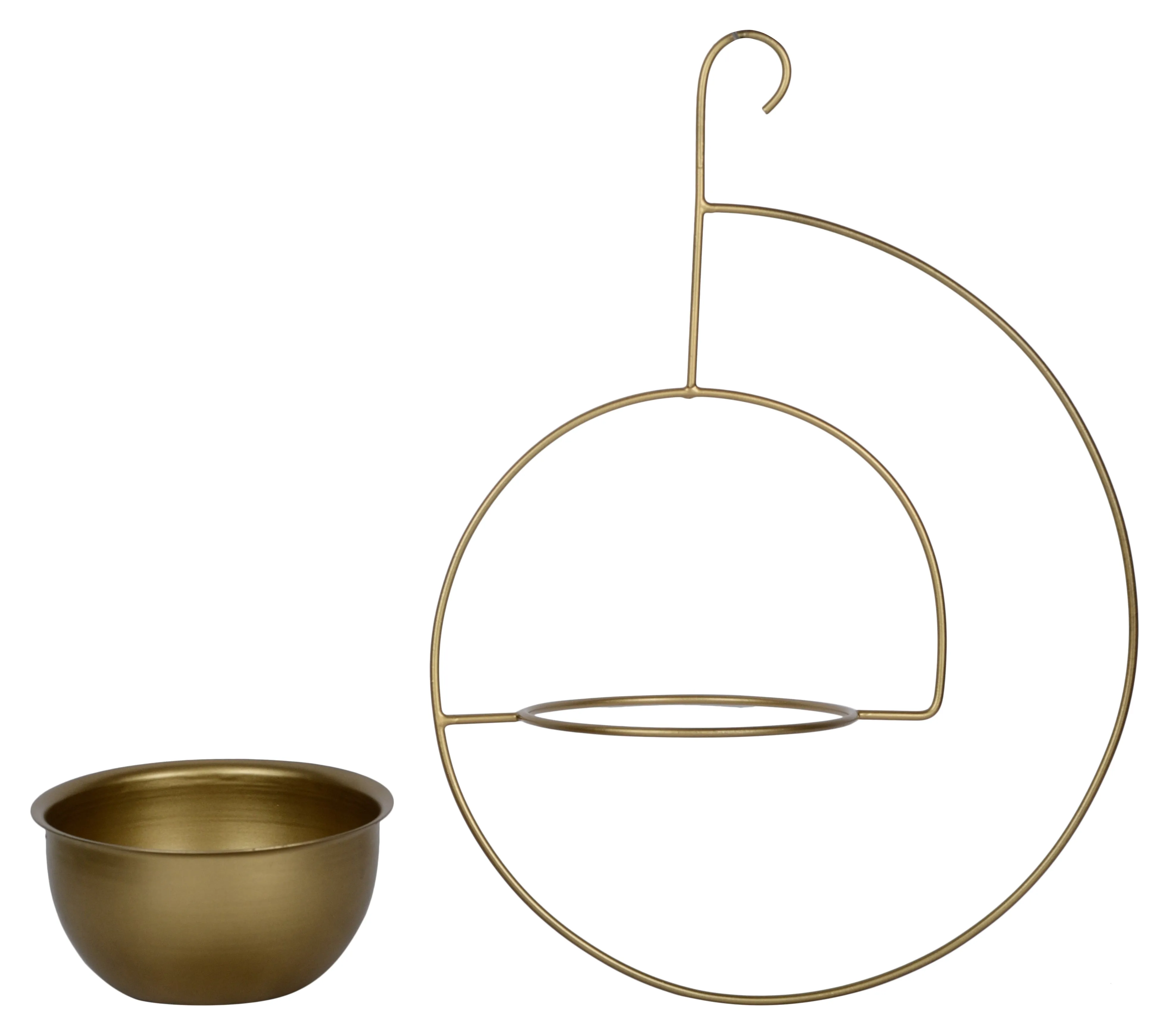Set of 2 Metal Hanging Planters in Gold Finish - Choose Combo