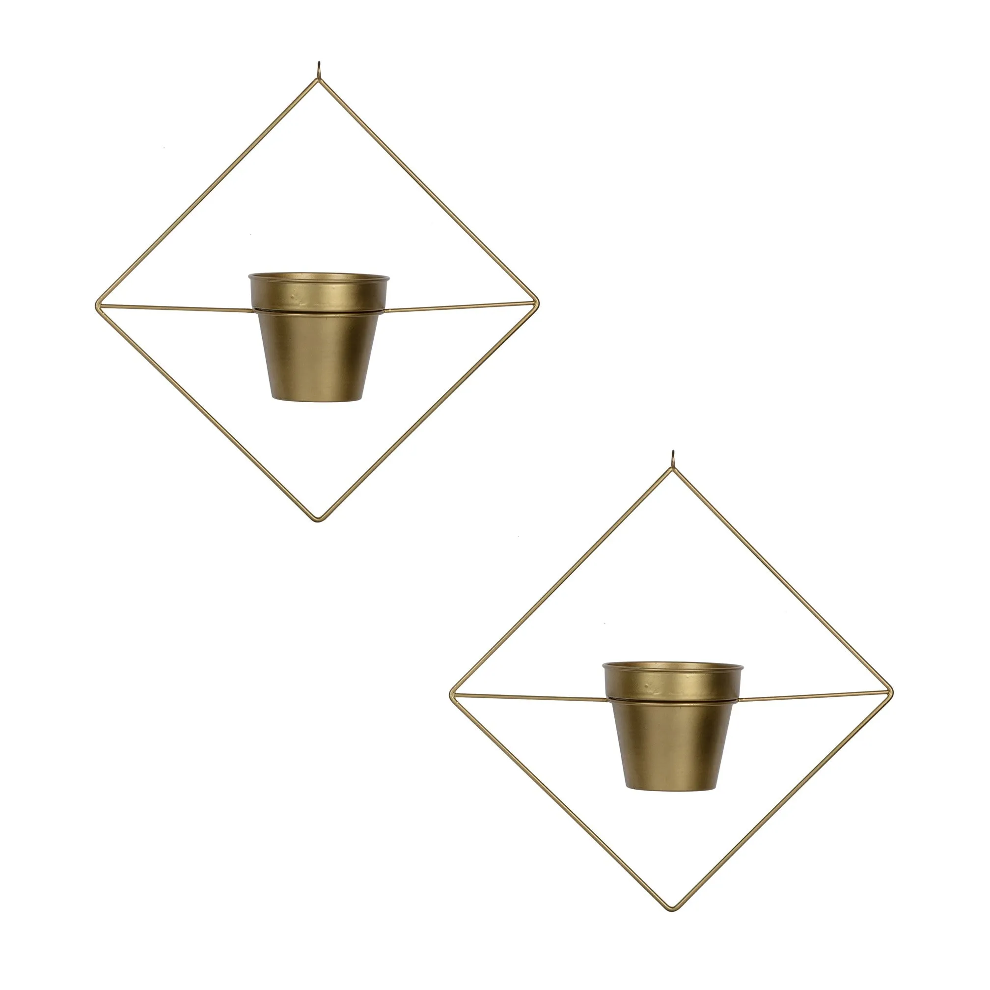 Set of 2 Metal Hanging Planters in Gold Finish - Choose Combo