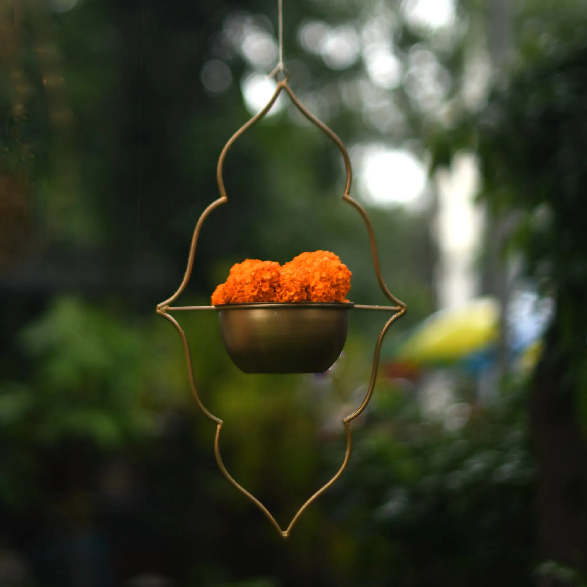 Set of 2 Metal Hanging Planters in Gold Finish - Choose Combo