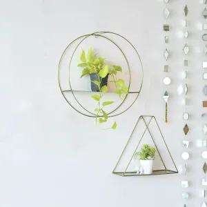 Set of 2 Metal Hanging Shelves in Gold Finish