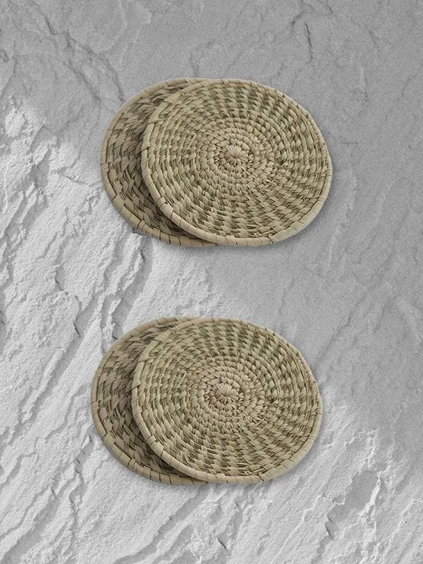 Set Of 4 Handmade Sabai Grass Coasters