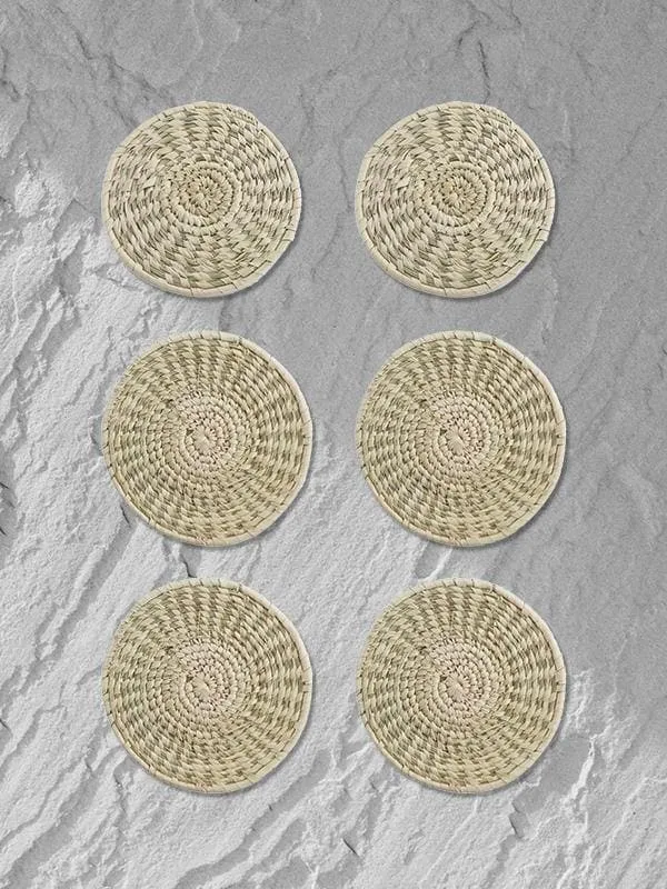 Set Of 6 Handmade Sabai Grass Coasters