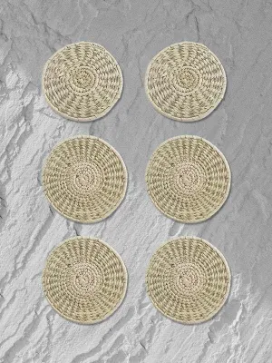 Set Of 6 Handmade Sabai Grass Coasters