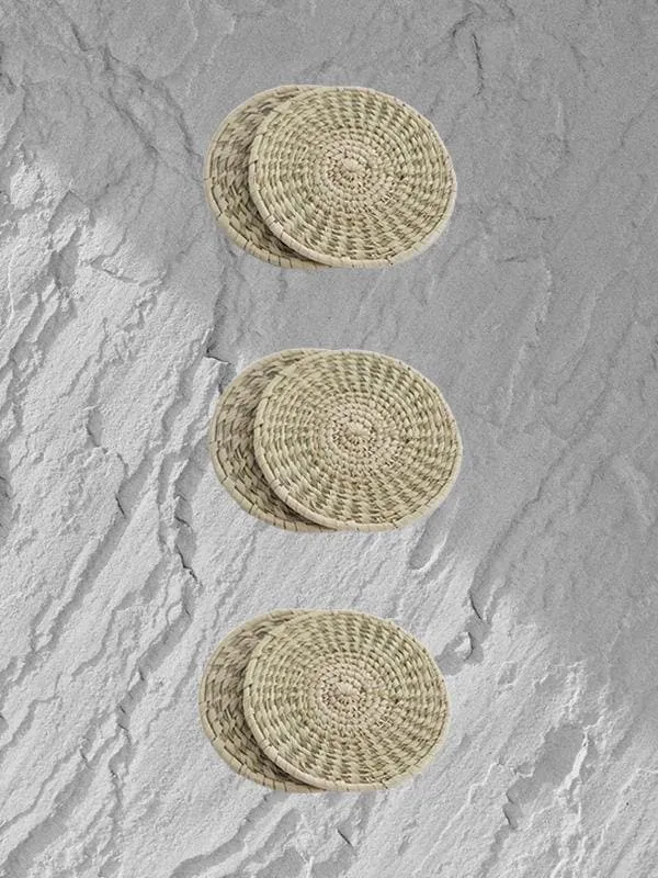 Set Of 6 Handmade Sabai Grass Coasters