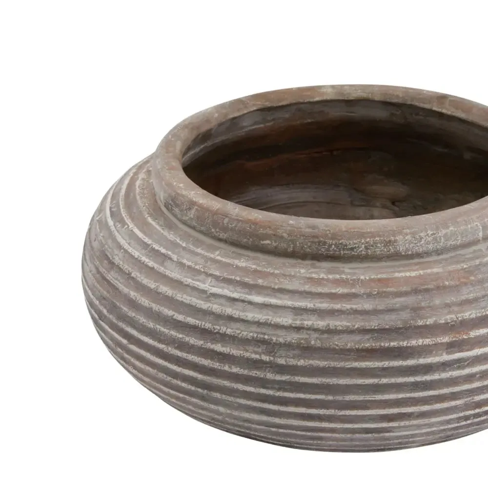 Siena brown round ribbed planter