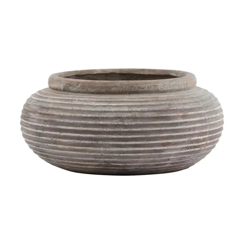 Siena brown round ribbed planter