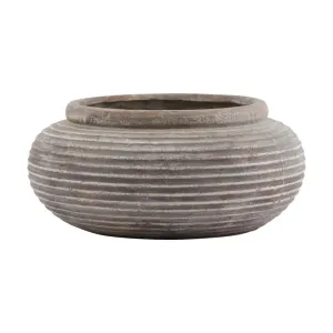 Siena brown round ribbed planter