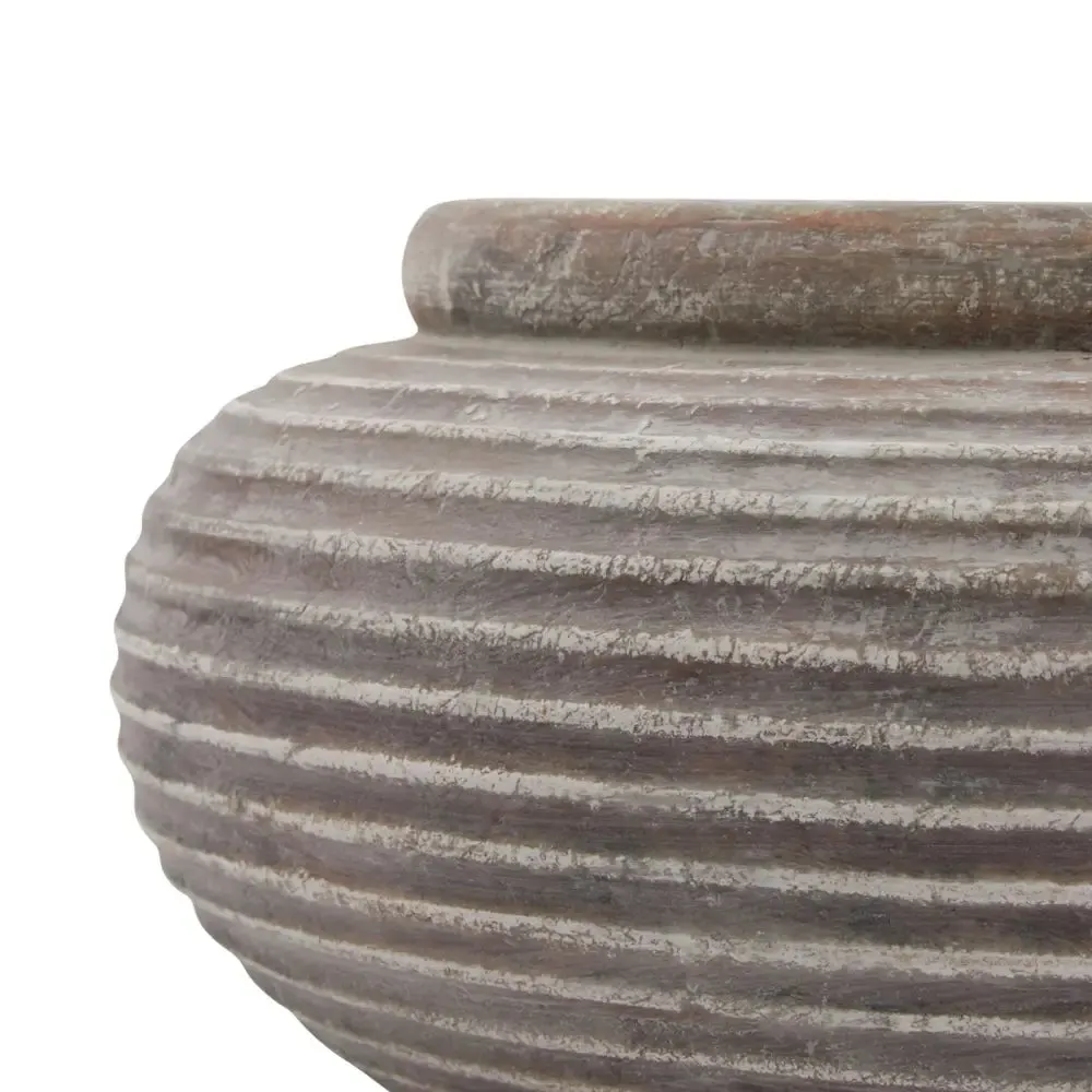 Siena brown round ribbed planter