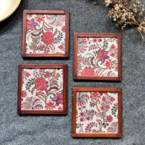 Silk Coaster | Floral Harmony | Black | Set of 4