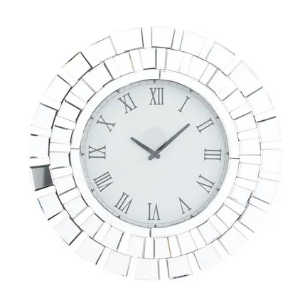 Silver Wood Glam Abstract Wall Clock, 2" x 24" x 24"