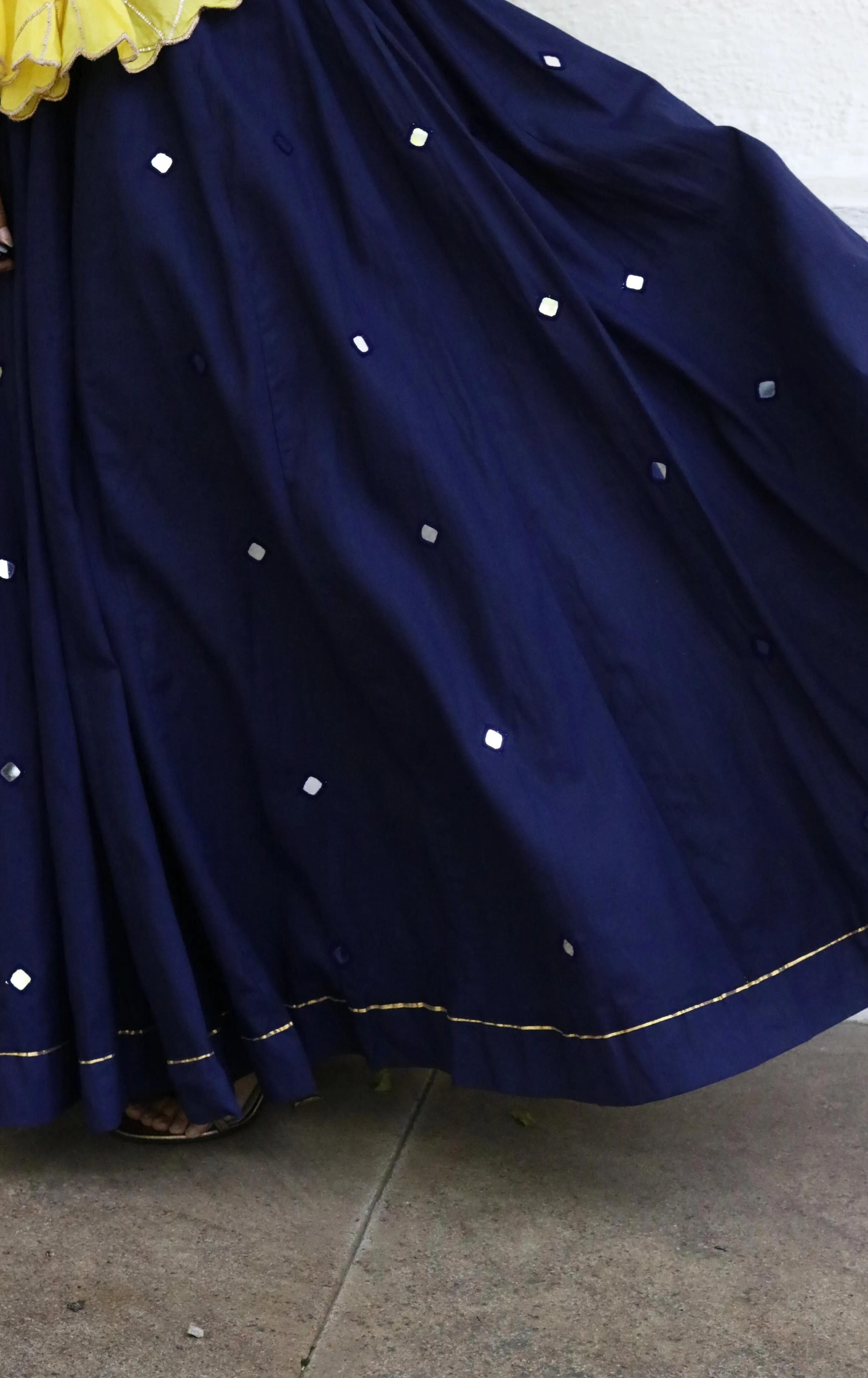 'Sitaroon Ki Mehfil' Mirror Work Cotton Lehenga : Festive Navratri Kutch Lehenga With Mirror Work