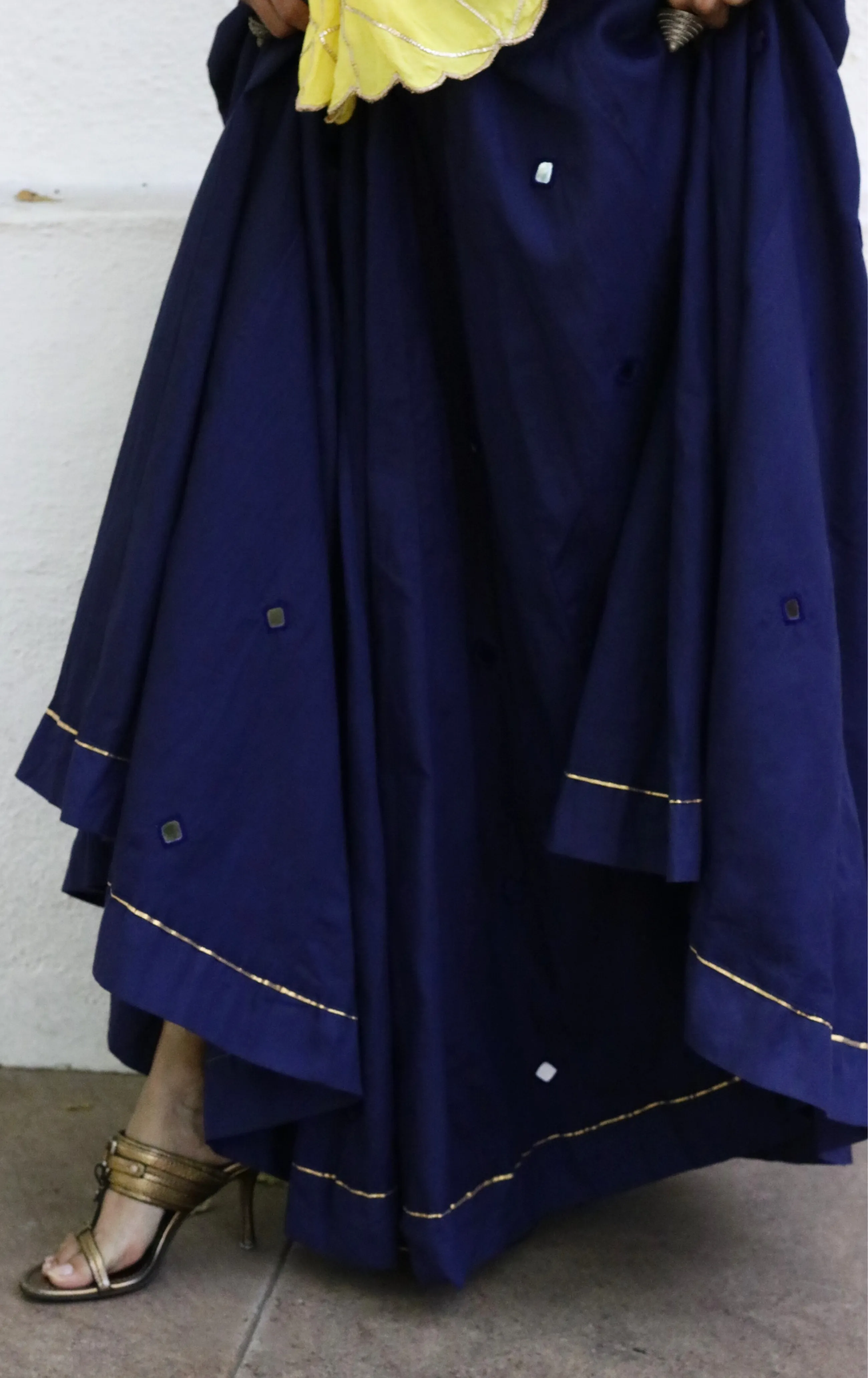 'Sitaroon Ki Mehfil' Mirror Work Cotton Lehenga : Festive Navratri Kutch Lehenga With Mirror Work